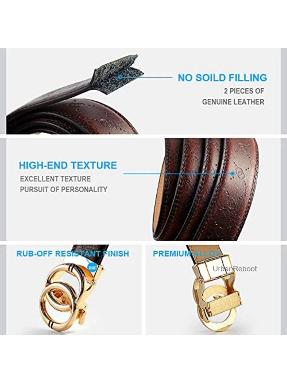 Men's Leather Ratchet Belt Cut-to-Fit 1 3/8